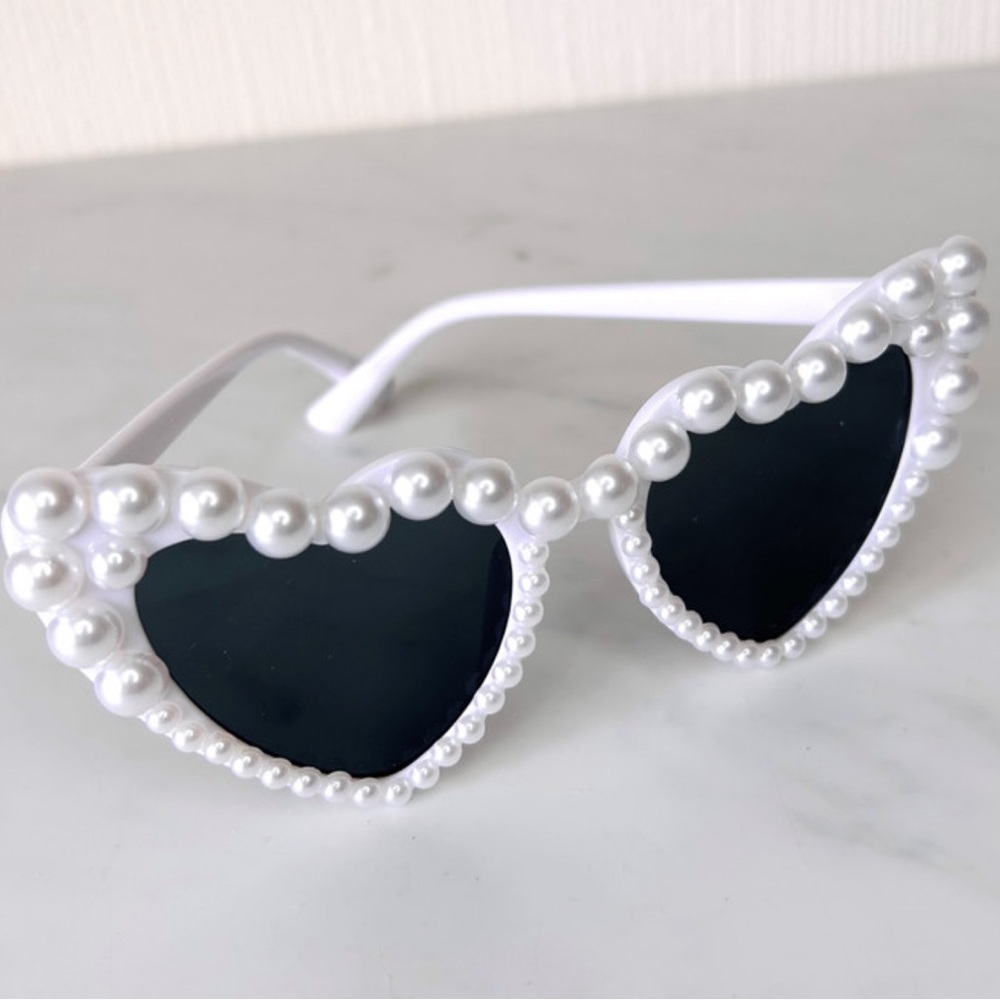 David's Bridal White Heart-Shaped Sunglasses